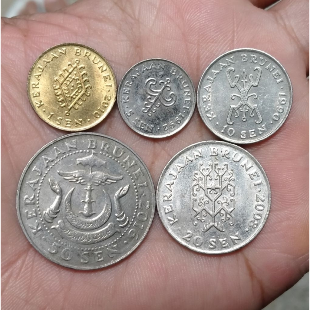 Set mini Koin Brunei 5 Keping 1 - 5 - 10 - 20 - 50 sen Hasanal Bolkiah