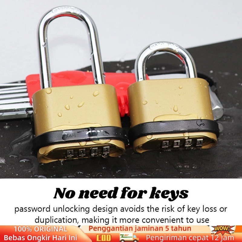Gembok Padlock Kode Angka Kombinasi 4 Digit Anti Air Gembok Padlock Kunci untuk Pagar Rumah Anti Mal