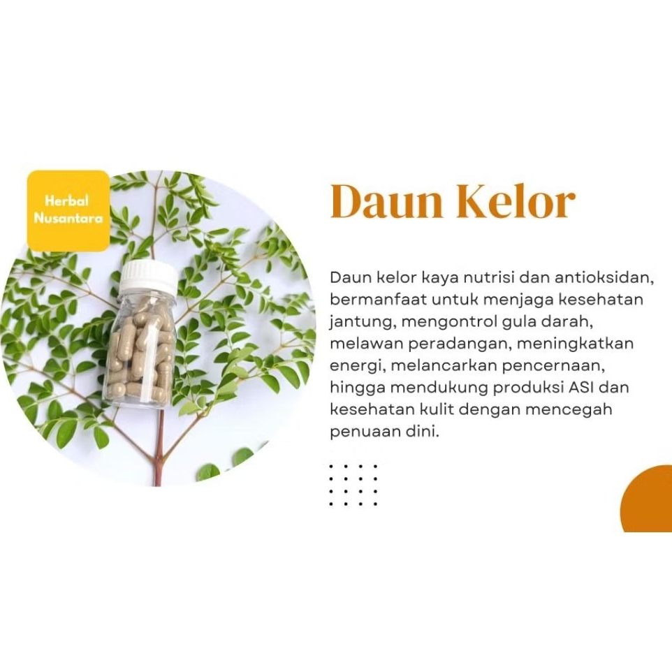 Daun kelor kapsul kemasan manfaat dan kualitas 100% terjaga rapih