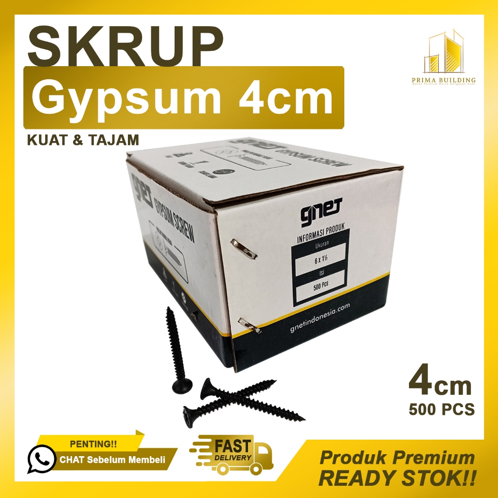 Skrup Gypsum 4cm 6x1-1/2" isi 500 | Sekrup Gibsum Gnet 4 cm | Gypsum Screw 4cm