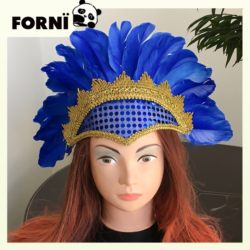 Aksesoris Mahkota Kepala Bulu Anak Tari Pesta Halloween Cosplay India Mahkota Tari Hiasan Kepala