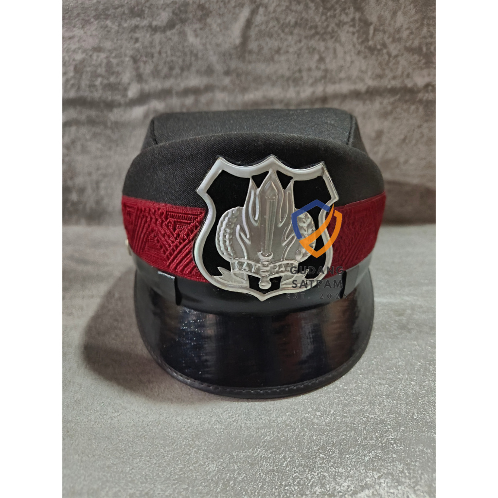 Topi Pet Security List Putih (Wanita) - Topi Pet Satpam Topi PDH Satpam Cokelat