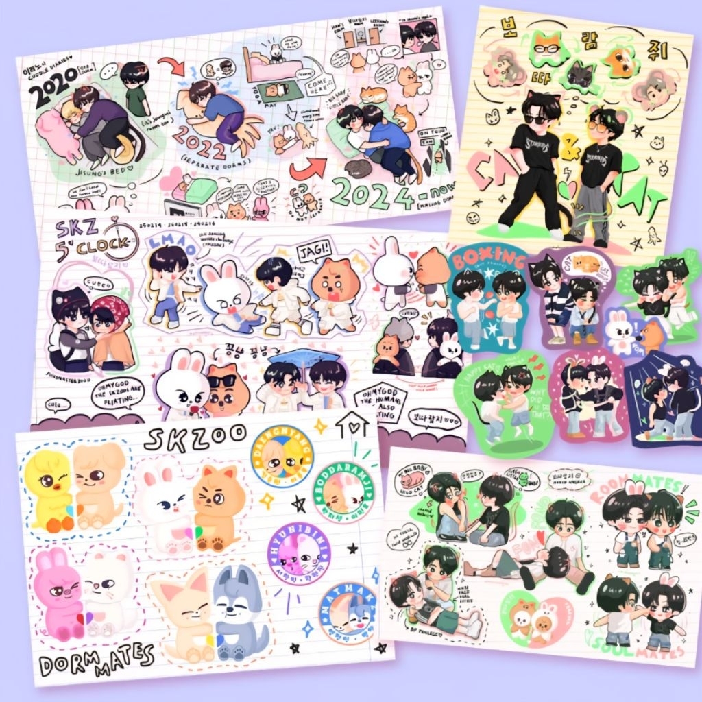 Stiker Stray Kids Minsung SKZOO smolsungies fanart