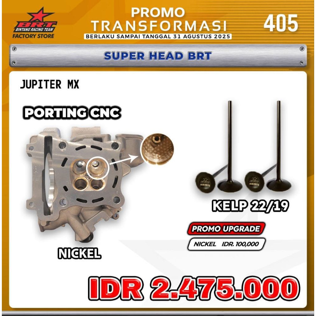 PAKET Head Albronze BRT Porting CNC - Jupiter Mx/Vixion (BINTANG RACING TEAM)