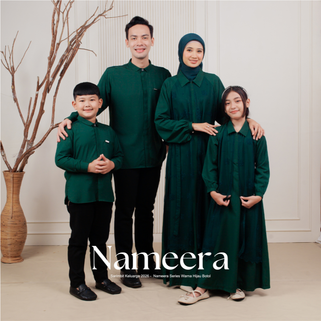 Sarimbit Keluarga 2026 Nameera Series " Hijau Botol " | Baju Sarimbit Keluarga | Baju Couple Keluarg