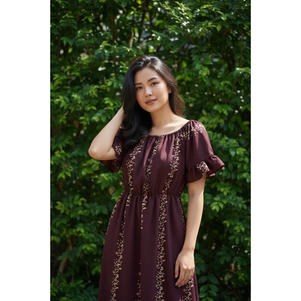 Daster Dahlia Karet Bahan Rayon Model Sabrina