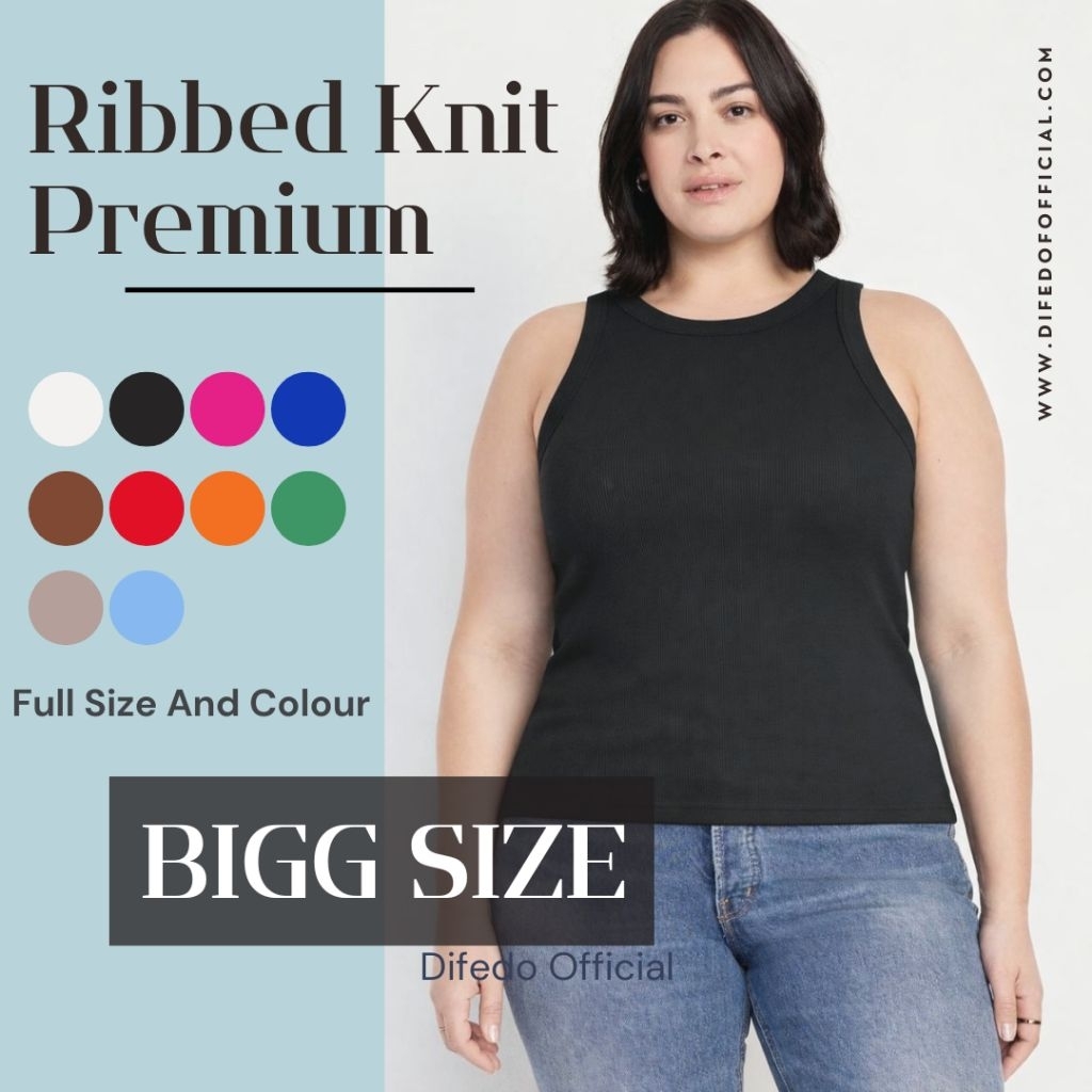 DIFEDO BIG SIZE | Tanktop Wanita Jumbo Premium Halter Rib Tanktop