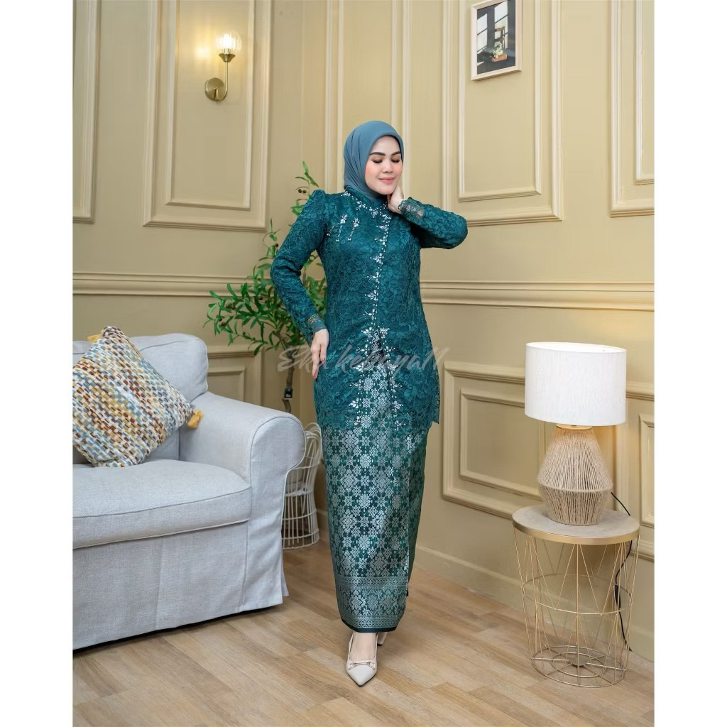 (Free Hijab) Setelan Kebaya Nagita Salvina Payet/Kebaya Songket Hijab/Kebaya Seragaman/Kebaya Jangga