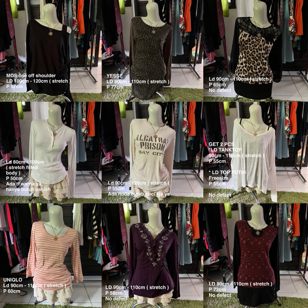WOMAN2 atasan blouse tanktop tshirt kaos y2k fairycore kemeja long sleeve lengan panjang grunge goth