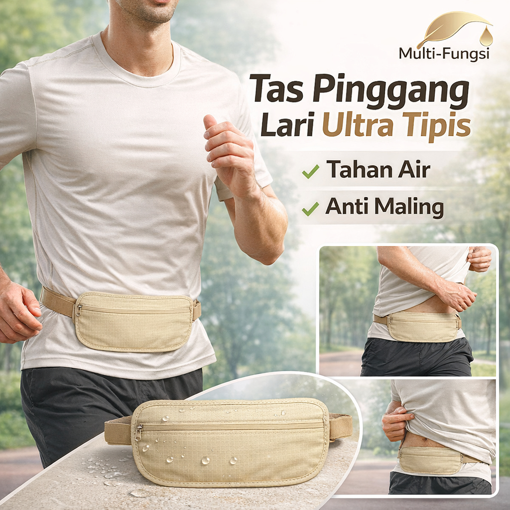 COD/Pengiriman Cepat 24 Jam/GRATIS ONGKIR/ Tas Dompet Pinggang Travel Anti Maling Hidden Pocket/Slim
