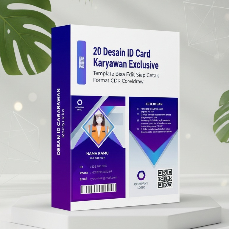 20 Desain ID Card Karyawan Exclusive - Template Bisa Edit Siap Cetak Format CDR Coreldraw