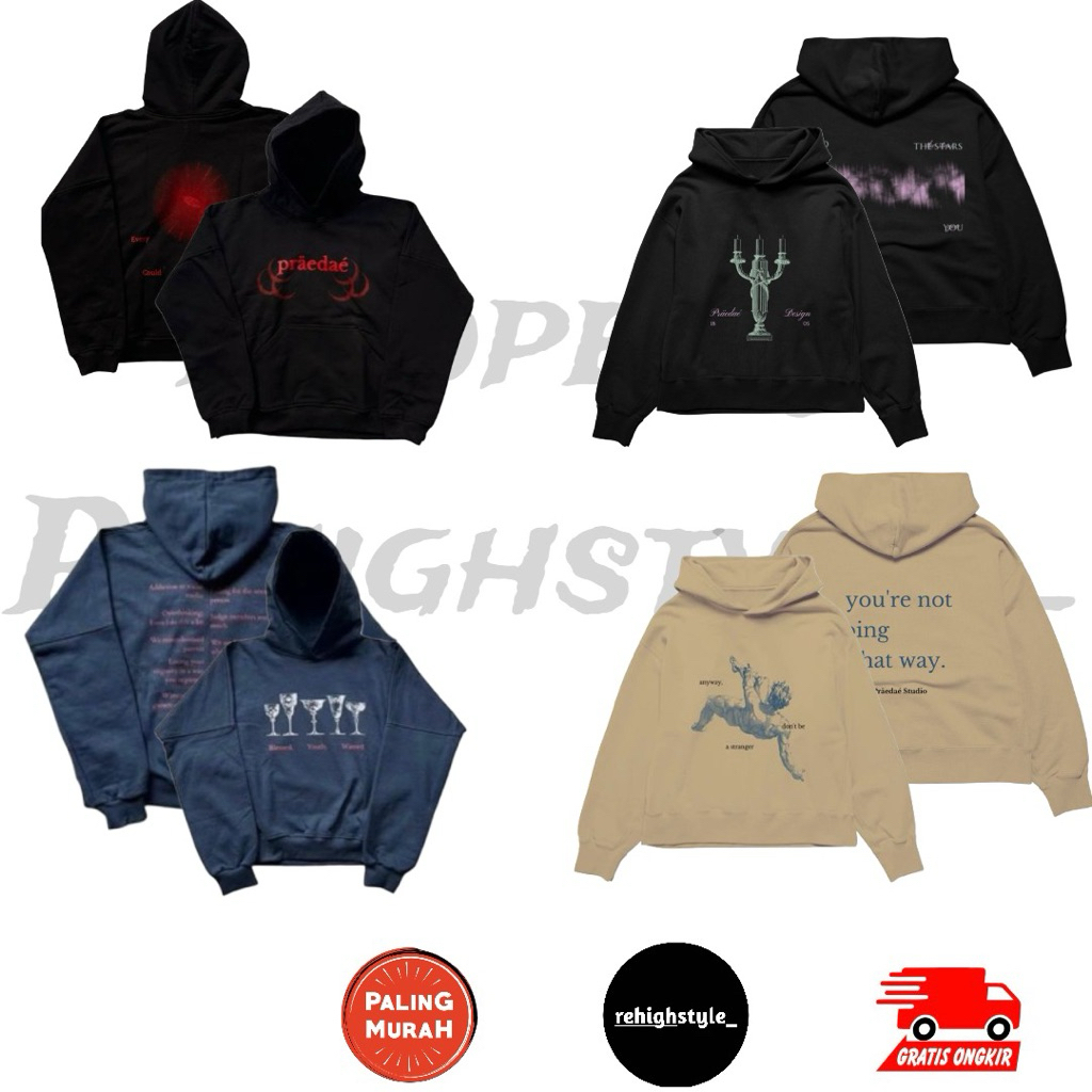 HOODIE BOXY PRAEDAE CALESTIALL / PRAEDAE AURORAS BLACK V2 / PRAEDAE BLESSED YOUTH WASTED /  PRAEDAE 