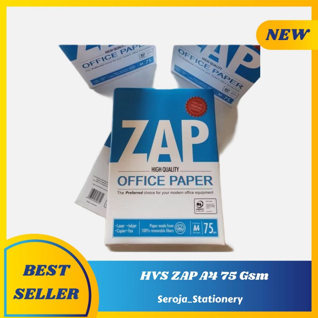 Kertas A4 75 Gram ZAP 1 Dus ( 5 Rim )