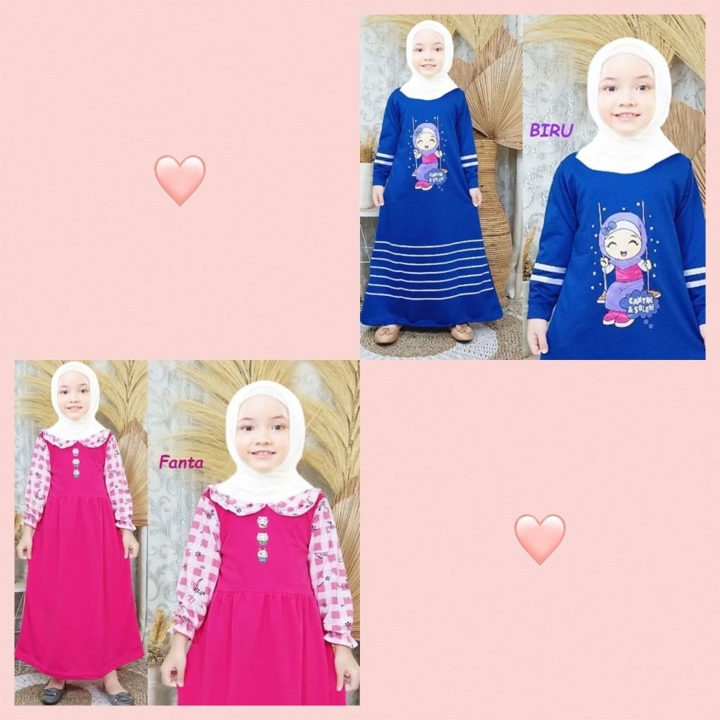Jubah dress anak cewek Gamis anak perempuan sholehah umur 5 - 6 Tahun