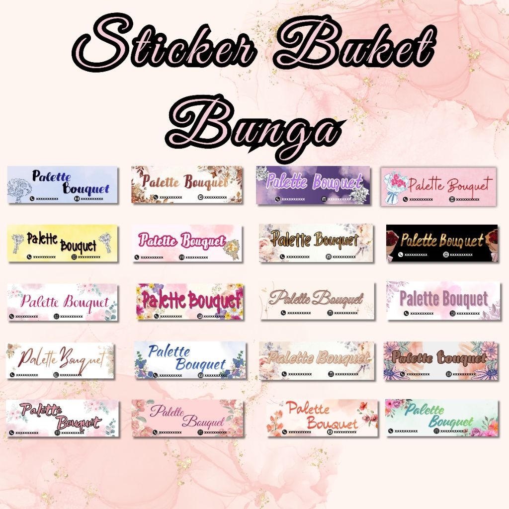 (isi 100 free 5 pcs) Sticker Flower Bucket/Sticker Buket Bunga/Sticker Label Buket Bunga Custom