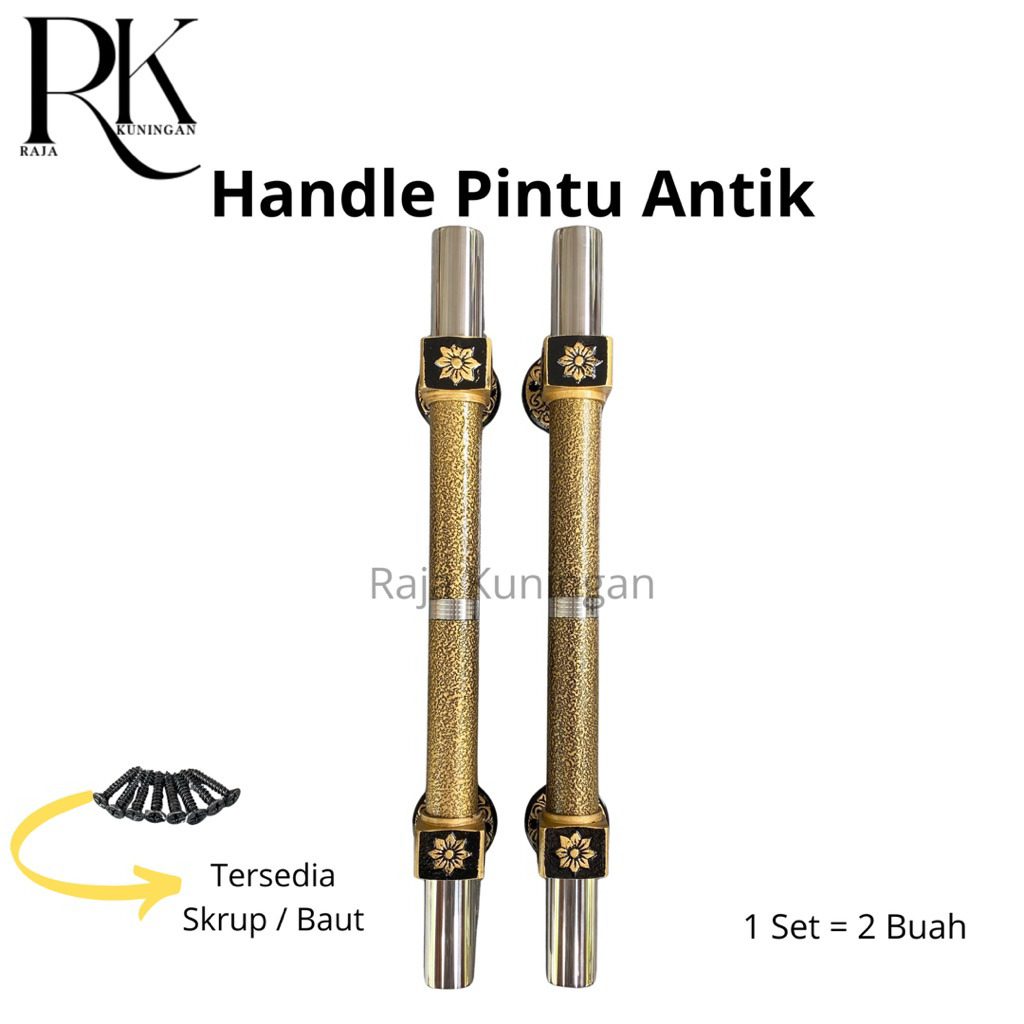 Handle Pintu Antik / Tarikan Pintu Antik / Gagang Pintu Antik Motif Bunga