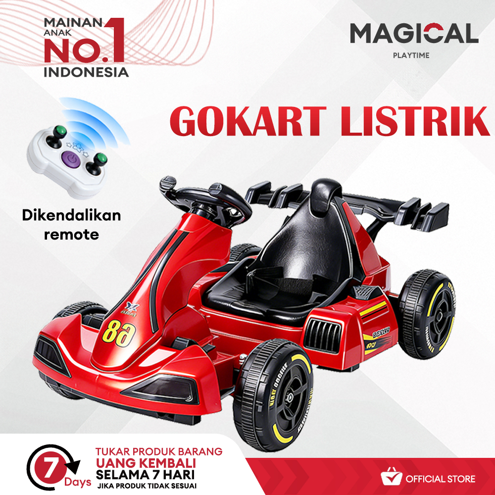 MAGICAL PLAYTIME Mainan Mobil Aki Anak PMB Go-Kart Kendali Jarak Jauh Musik & Lampu 1-10 Tahun