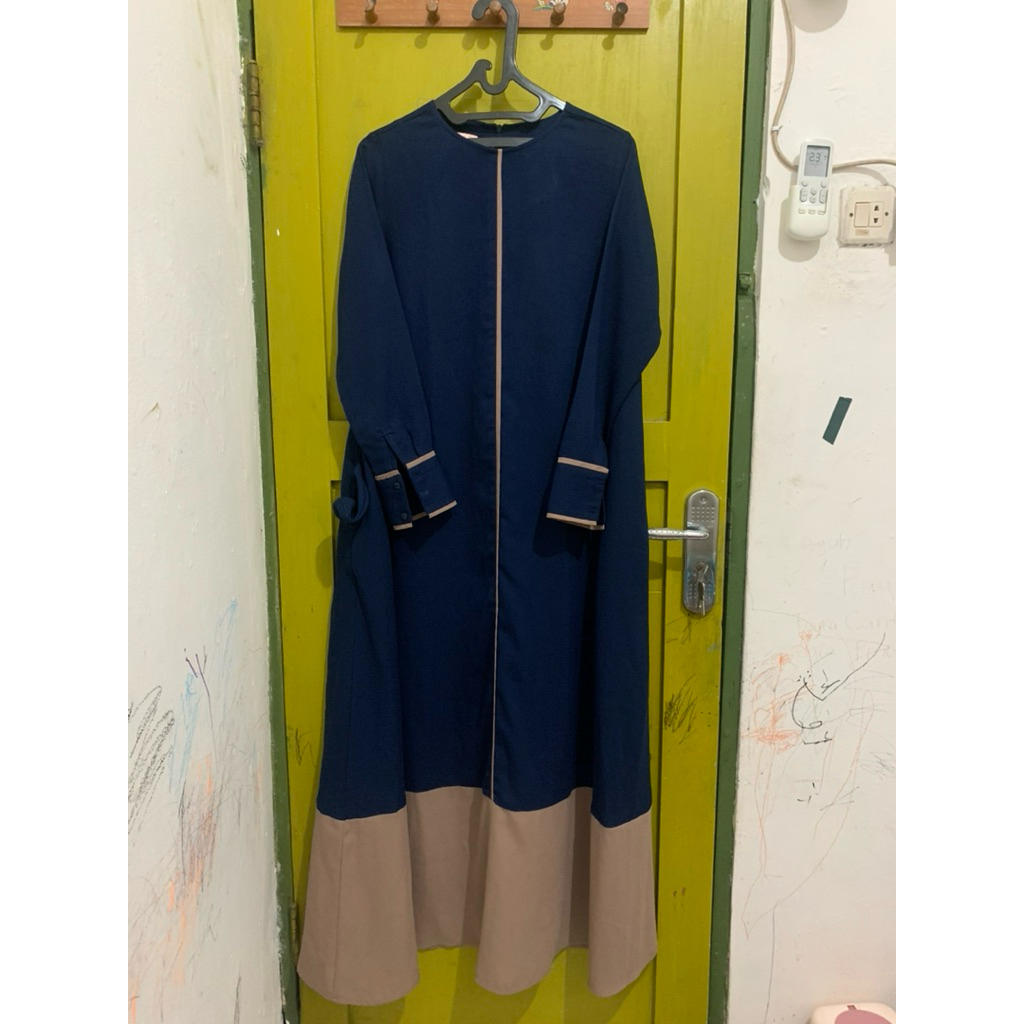 preloved gamis abaya zoya navy pink