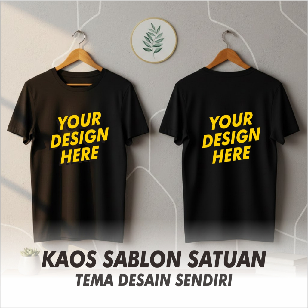 SABLON KAOS SATUAN / SABLON DTF / KAOS POLOS HITAM/ CUSTOM DESAIN