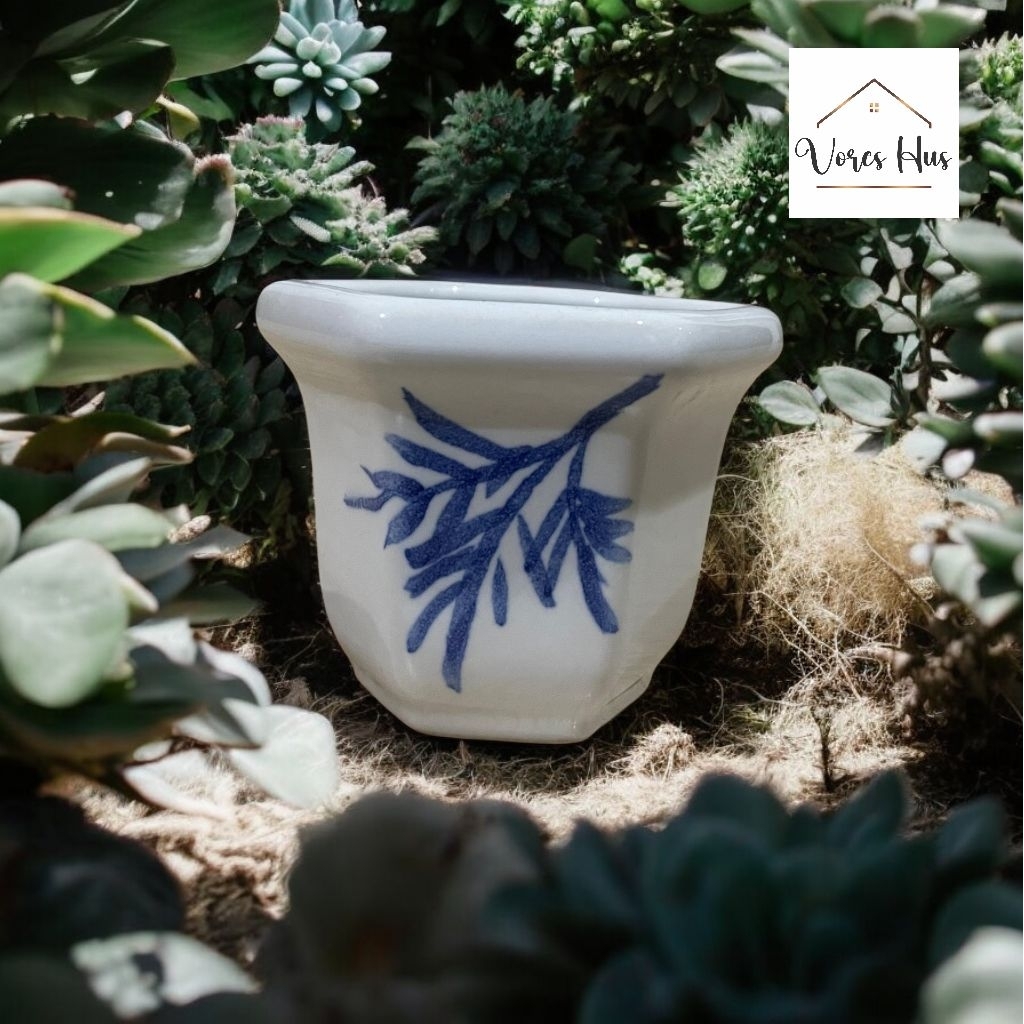 VoresHus | Pot Keramik ukuran Kecil warna Putih Pot Tanaman Keramik