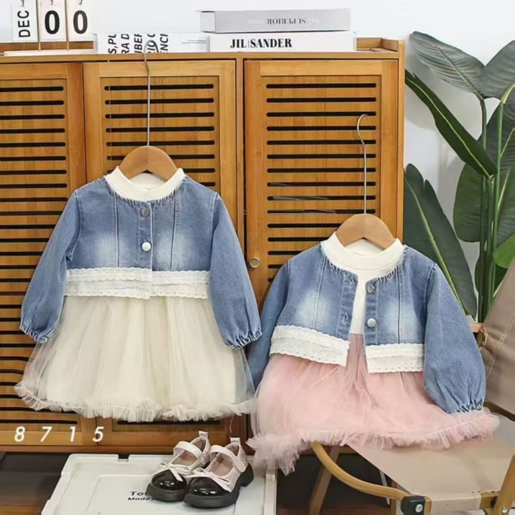 2in1 Dress Tutu Vest Rompi Jeans Anak Perempuan Kecil