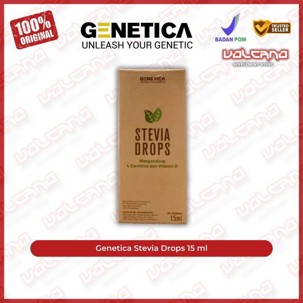 GENETICA Stevia Drops 15 ml Pemanis Alami dengan Vitamin D & L-Carnitine BPOM