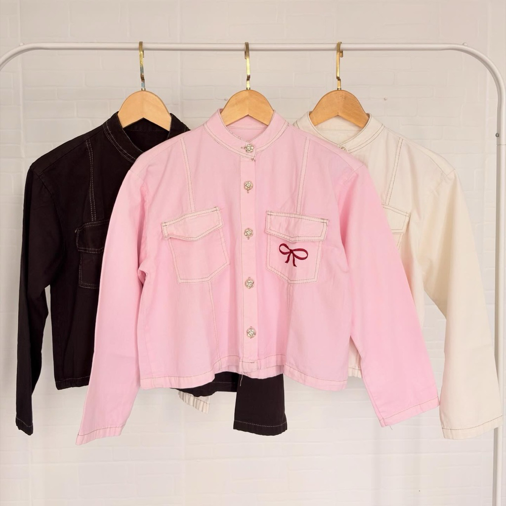 Ribbon Jacket,Jaket Wanita,Jaket Jeans,Jaket Crop top