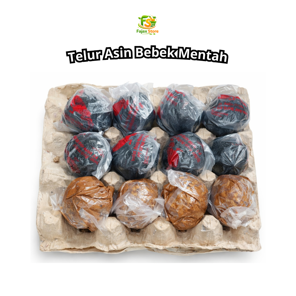 Telur asin bebek mentah isi merah abu gosok plastik surya dan bata merah - Area Bandung