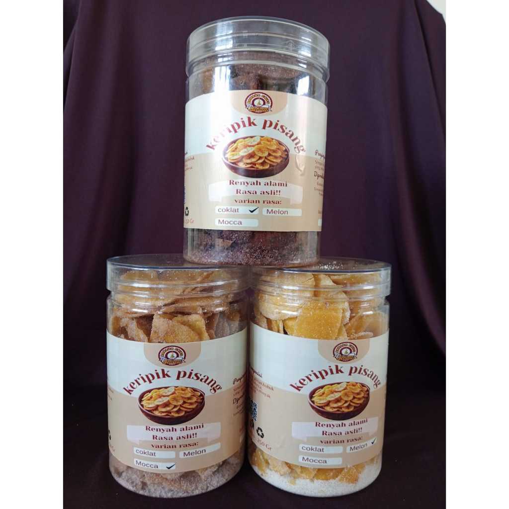 Banana chips bubuk tabur varian rasa (coklat,melon,mocca) 250gram