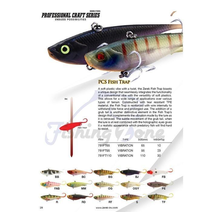 Zerek Fish Trap Soft Lure Vibe Sinking 110Mm 30G Umpan Pancing Hook #4