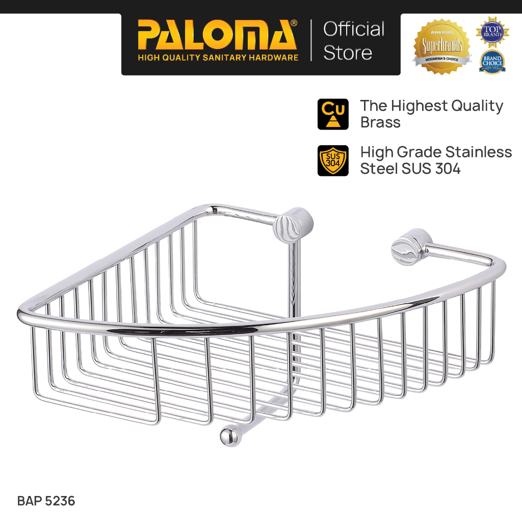 PALOMA BAP 5236 Rak Sudut Tempat Sabun Batang Holder Soap Rack Kamar Mandi Wall Dinding Brass Kuning