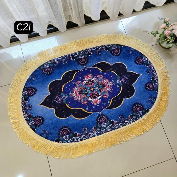 Keset Mewah Import Gaya Eropa Turki Klasik Size Besar Oval Anti Slip