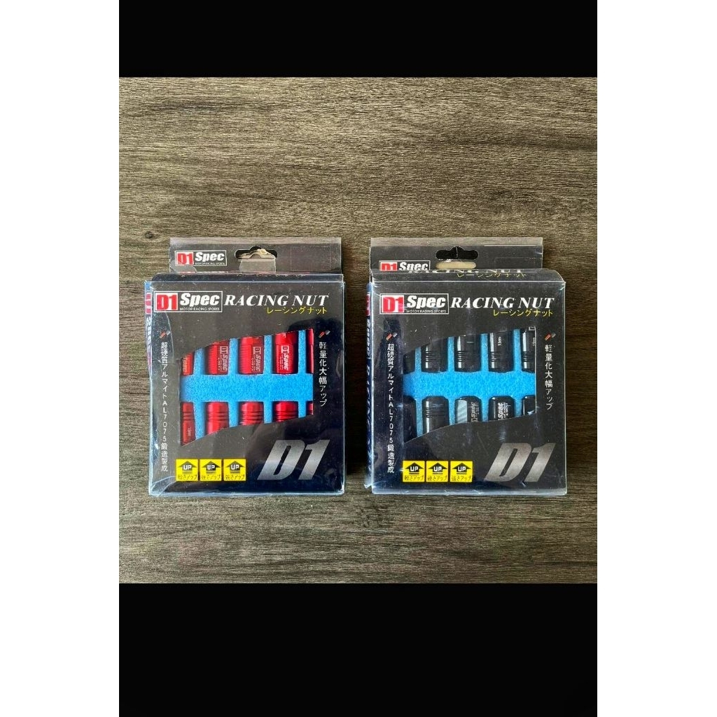 BAUT RODA D1SPEC D1 SPEC baut roda velg mobil lugnut lug nut variasi racing mur roda merah hitam alu