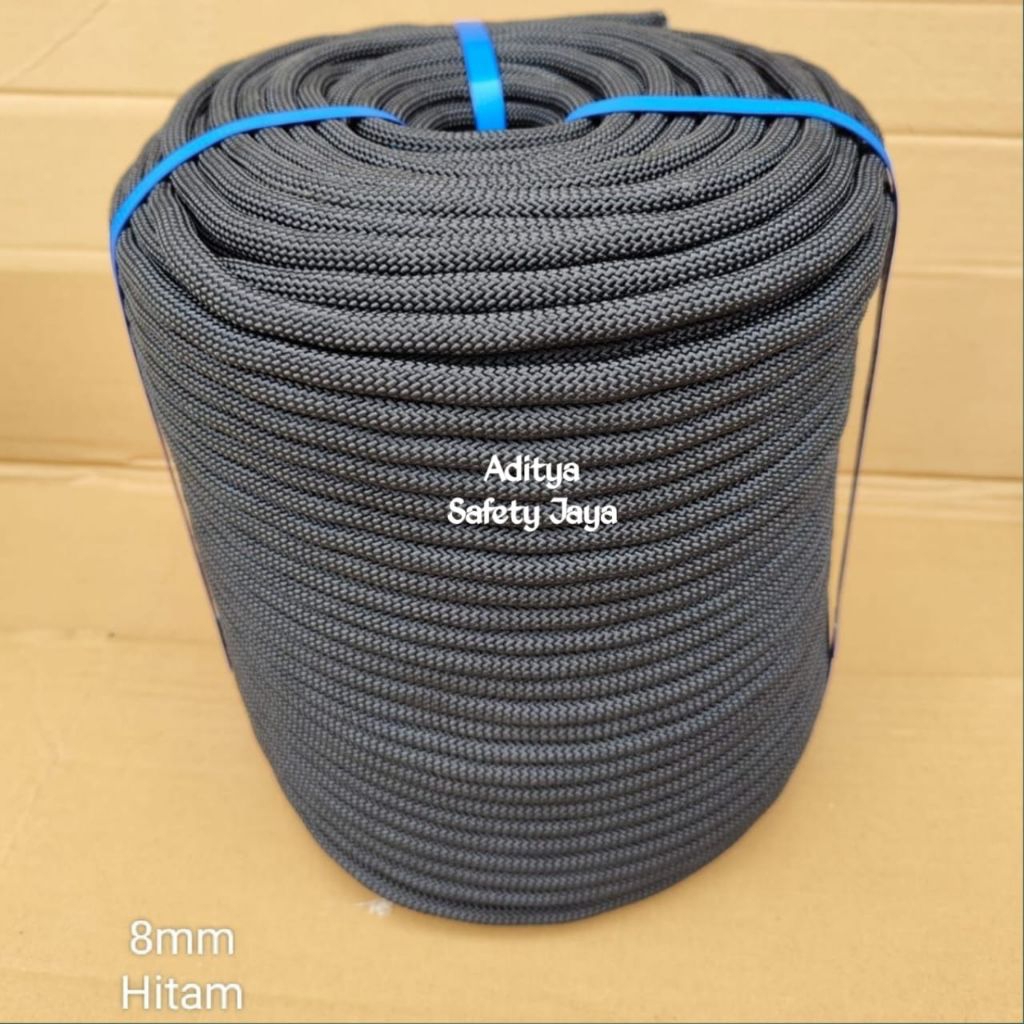 Tali Karmantel Statis Rope 8mm Warna Hitam / Tali Karmantel 8mm 200 meter