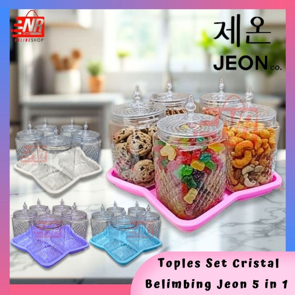 Toples Set Nampan Cristal Belimbing Set 5 in 1 Jeon Plastik BPA Free Modern Lebaran Simpan Makanan W