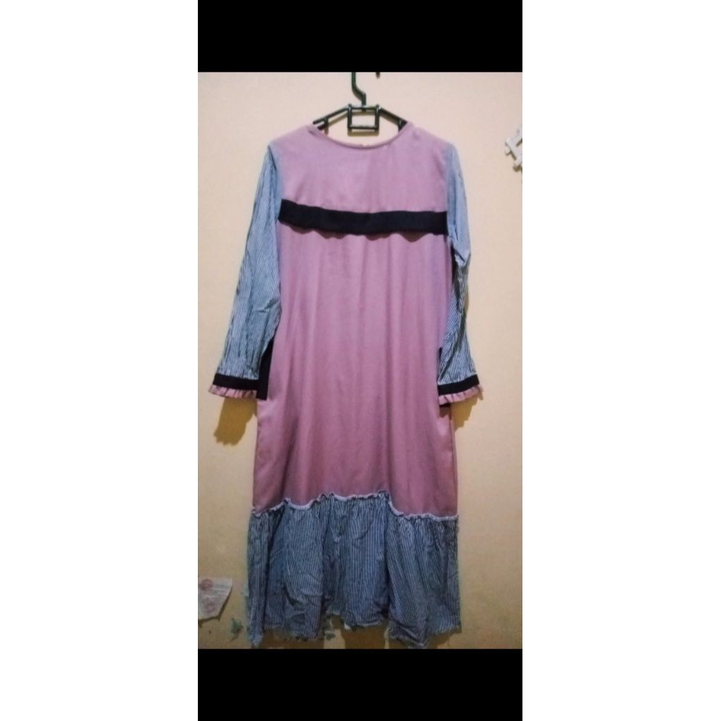 gamis muslim pink Salem wanita