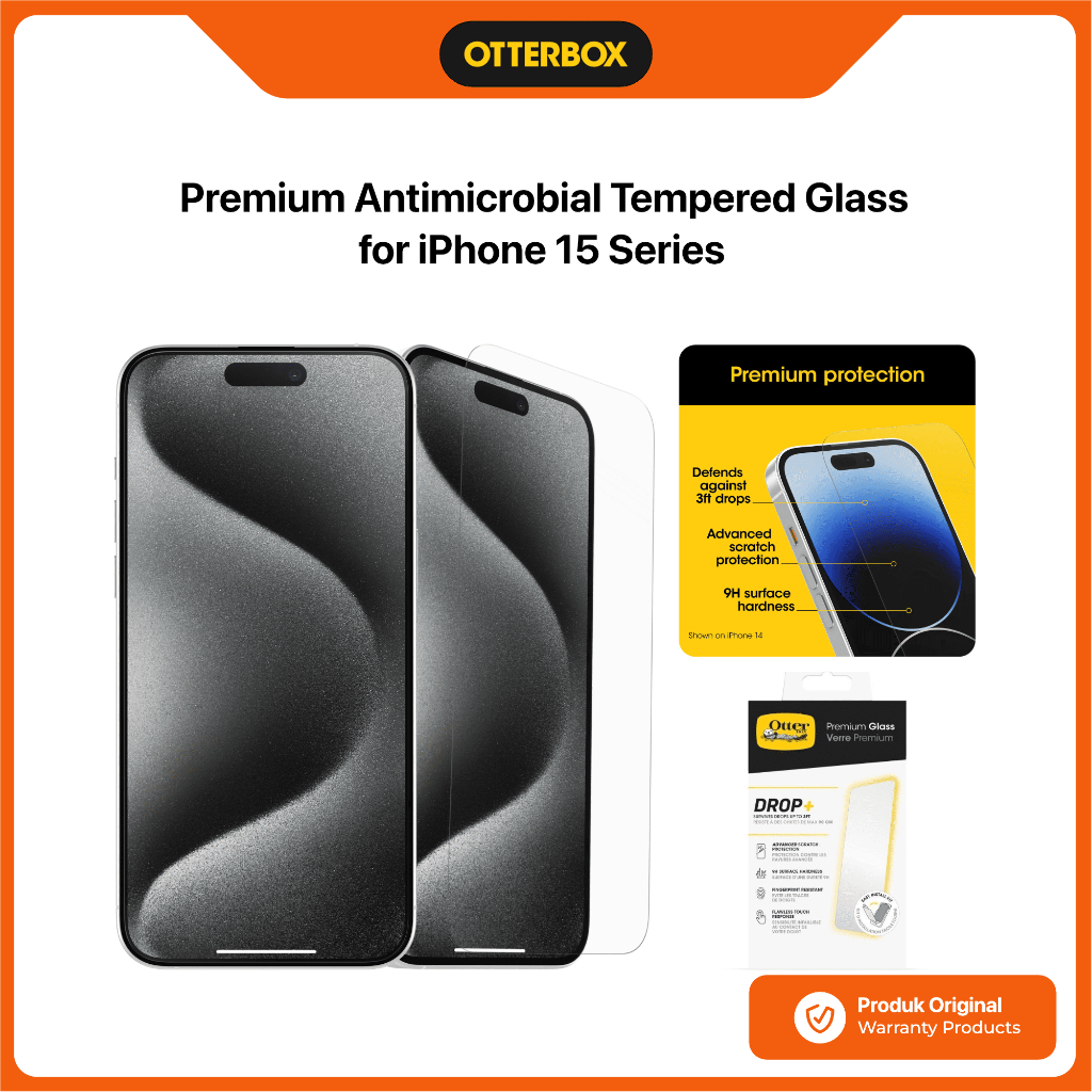 OTTERBOX Tempered Glass iPhone 15 Pro Max 15 Pro OTTERBOX Premium Antimicrobial
