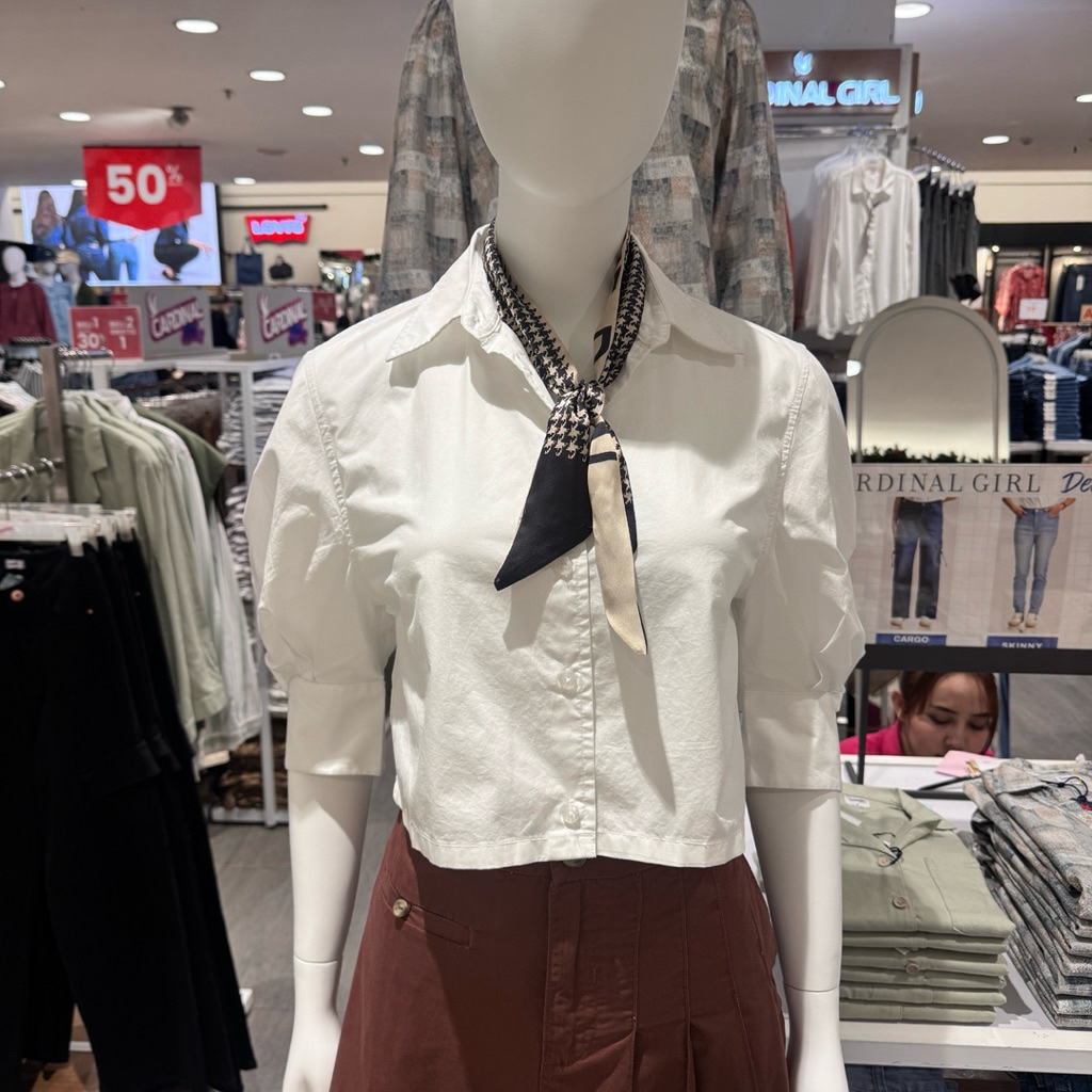 CARDINAL GIRL - Kemeja Crop Putih Wanita (S-XXL)