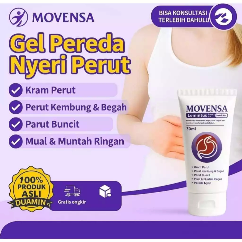 Movensa Official Store Gel Cream Krim Herbal Original Nyeri Perut Hilang Asam Lambung Lebih Ringan