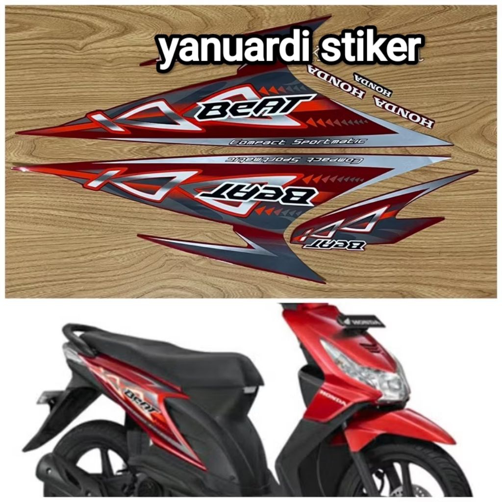 Striping stiker list honda beat karbu tahun 2012 merah beat 2012 merah