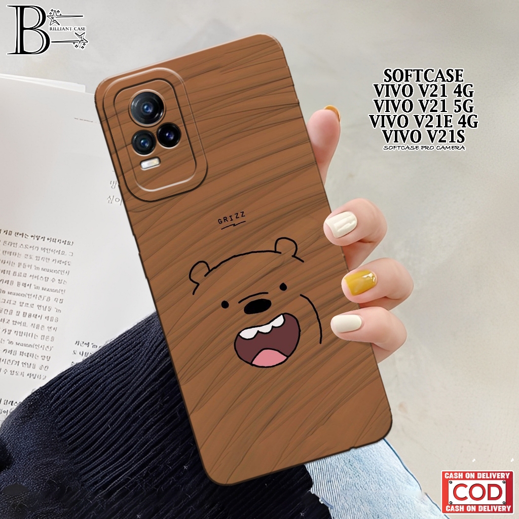 Case VIVO V21/V21e/V21s Terbaru - Fashion Case  Bear - Casing VIVO V21/V21e/V21s - Silikon Pro Camer