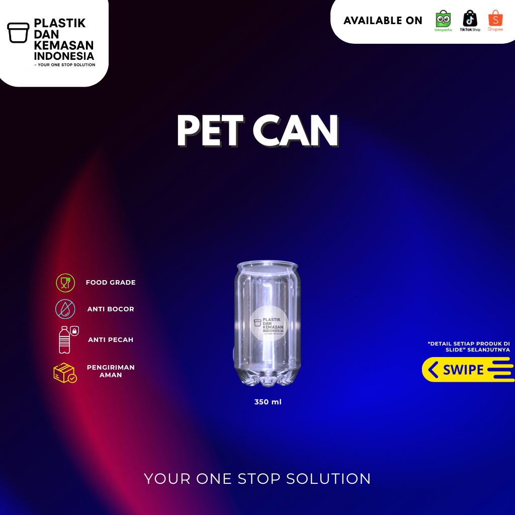 Pet Can Gelombang 350 ml + Tutup Pet Can