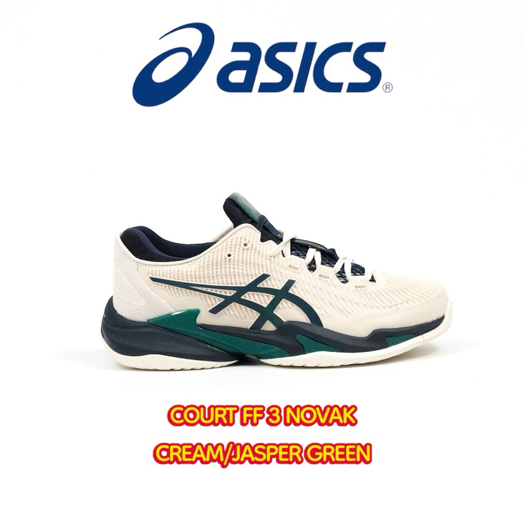 SEPATU ASICS TENIS PADEL COURT FF3 NOVAK CREAM JASPER GREEN