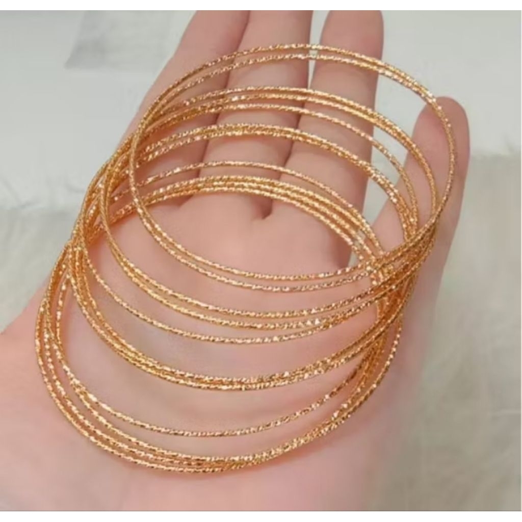 4 PCS GELANG KERONCONG PERMATA PASIR GOLD PERHIASAN WANITA DEWASA TITANIUM