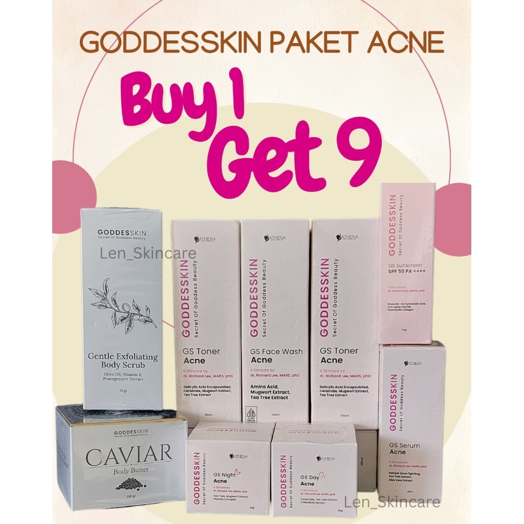 GODDESSKIN GS+ Paket Brightening ACNE Series dr.Richard Lee Formulasi Baru| Mencerahkan Flek| Anti A
