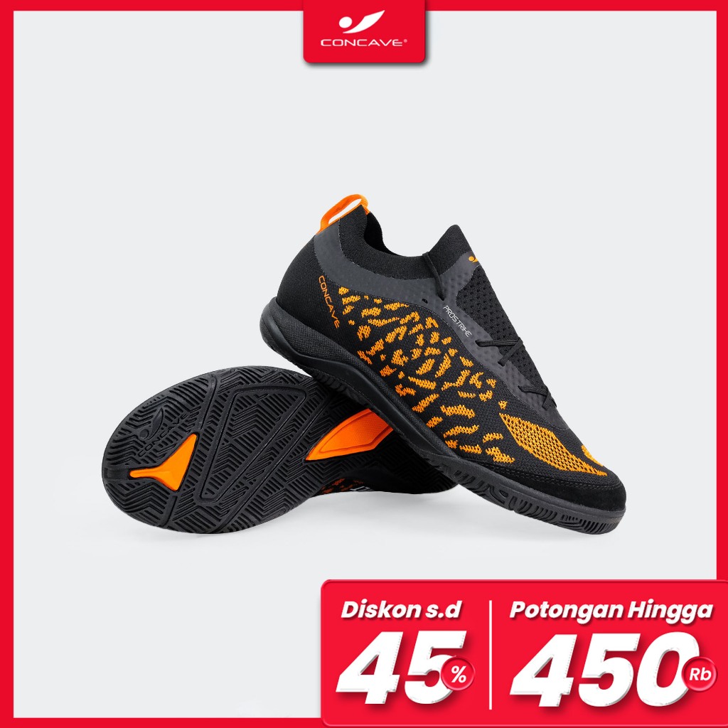 Concave Sepatu Futsal - Volt Black / Orange