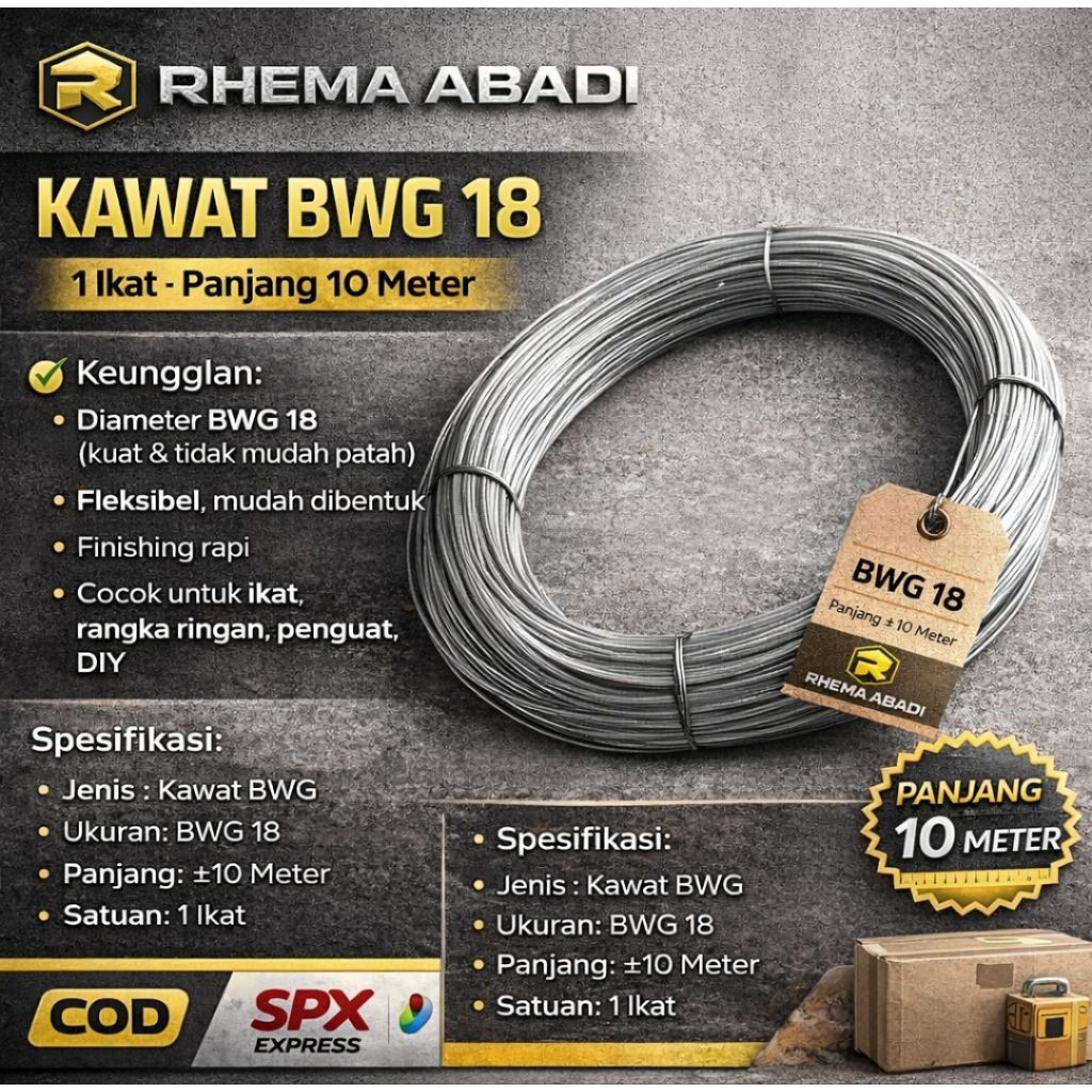 Kawat Tali Bwg 18 / Kawat Ikat (Harga Pergulung Sepuluh Meteran)