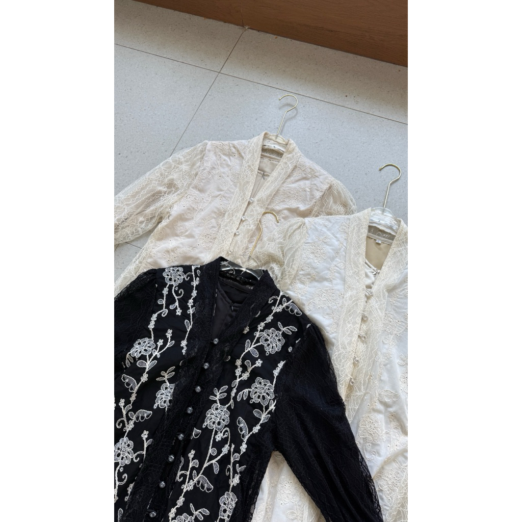 Vanilla Dress Outer Katun Bordir Chantily Silk Baju Lebaran Kondangan  Gamis Panjang Terbaru Muslim