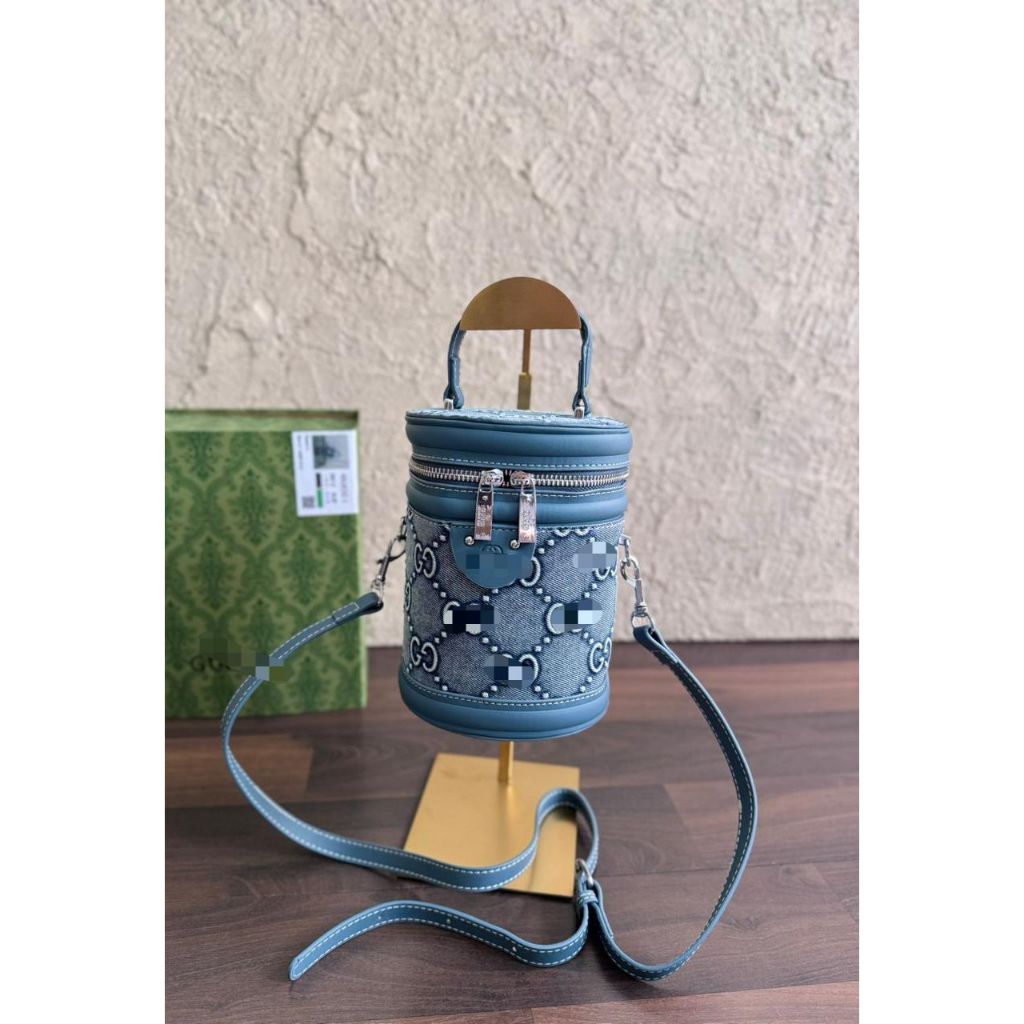 TAS FASHION WANITA CANNES VANITY TRUNK DENIM JEANS FREE BOX MAGNET