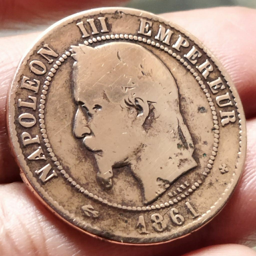 Koin kuno 10 Centimes 1861 Prancis